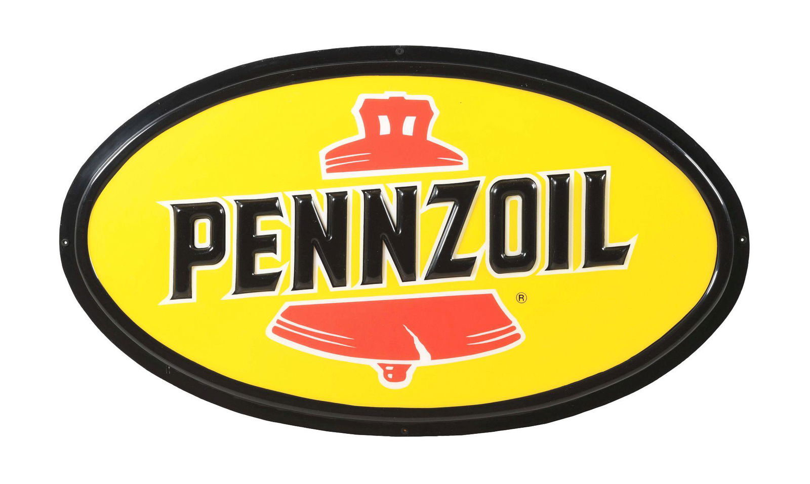 PENNZOIL EMBOSSED PLASTIC SERVICE STATION SIGN W/ BELL GRAPHIC. (1 of 2)