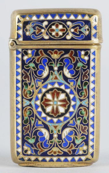 Gold-Colored Match Safe with Floral Design.: Description Inside of lid is marked "925". Condition (Excellent). Size 2 - 1/4" T.