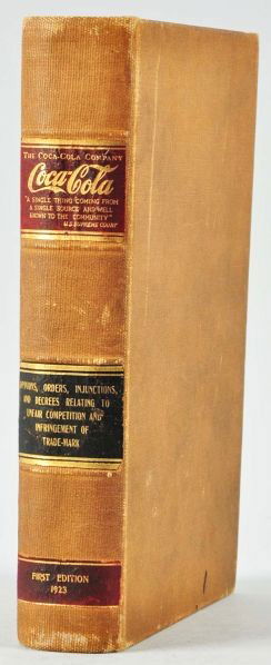 1923 Coca-Cola Legal Opinions & Junctions, Etc.: Description First edition. Great book which details various Supreme Court rulings beginning in 1920 affecting Copyright Infringement and Trademark protection of the Coca-Cola company, detailing numero