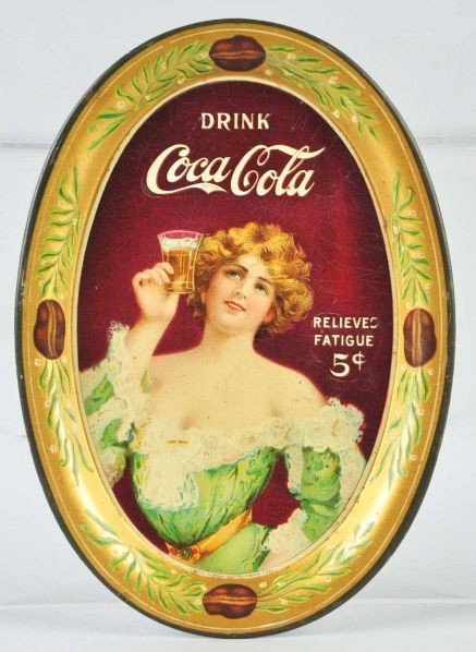 1907 Coca-Cola Change Tray.: Description Only light wear and minor marks with the exception of some hazing, glue residue around the logo and fatigued slogan from being covered over. Condition (Very Good). Size 6" T.