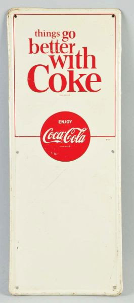 Lot of 2: Tin Signs.: Description Includes Coca-Cola and Perry's. Perry's is 1950s with a few scratches, small scuffs and light wear. Coca-Cola is 1963 with some minor bends, crimps, small dents, medium scratches and wear.
