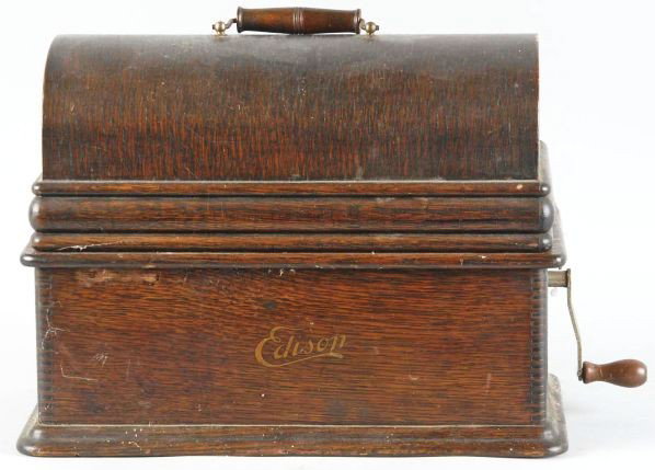 Edison Home Victrola Phonograph with Horn.: Description Working. Model No. 254988. All parts are present including the original horn stand that attaches to front. Condition (Excellent). Size 16" L.