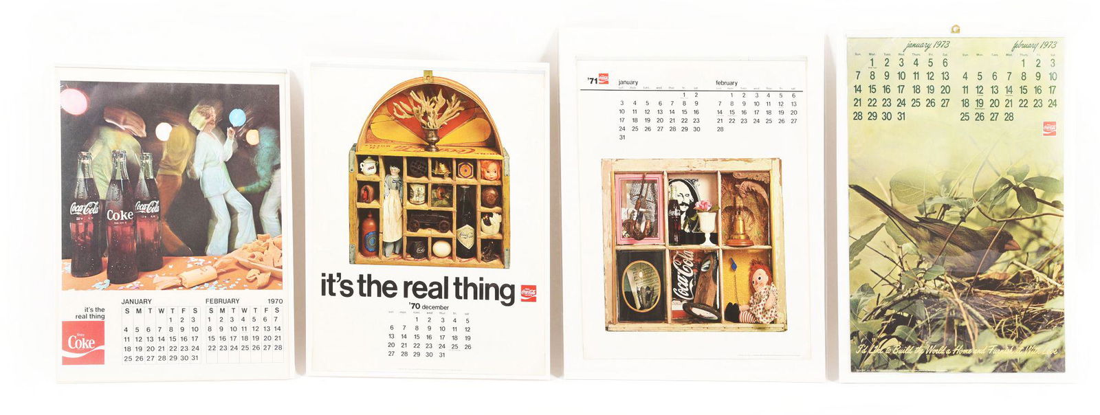 LOT OF 4: COCA-COLA PAPER LITHOGRAPH CALENDARS. (1 of 2)