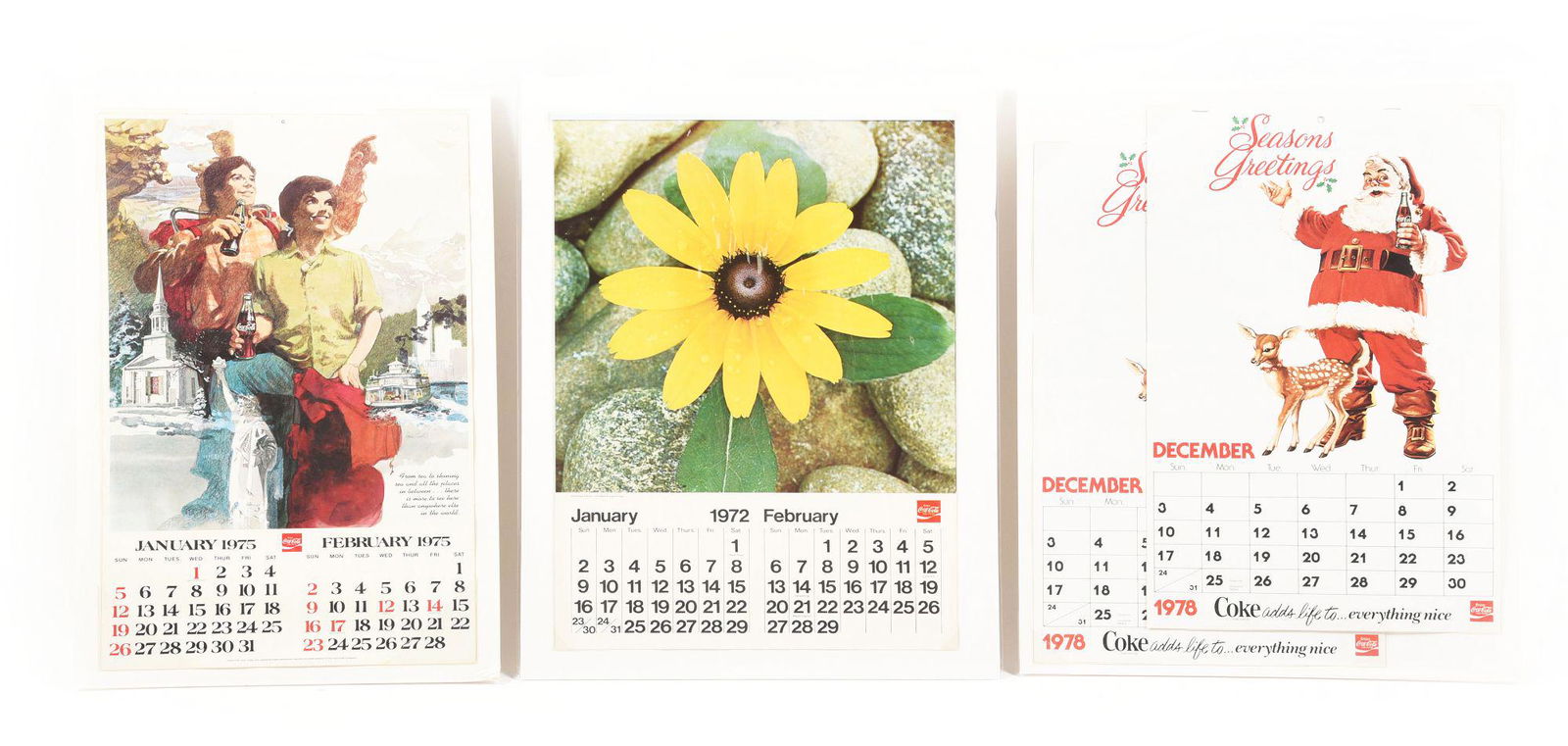 LOT OF 4: COCA-COLA PAPER LITHOGRAPH CALENDARS. (1 of 2)