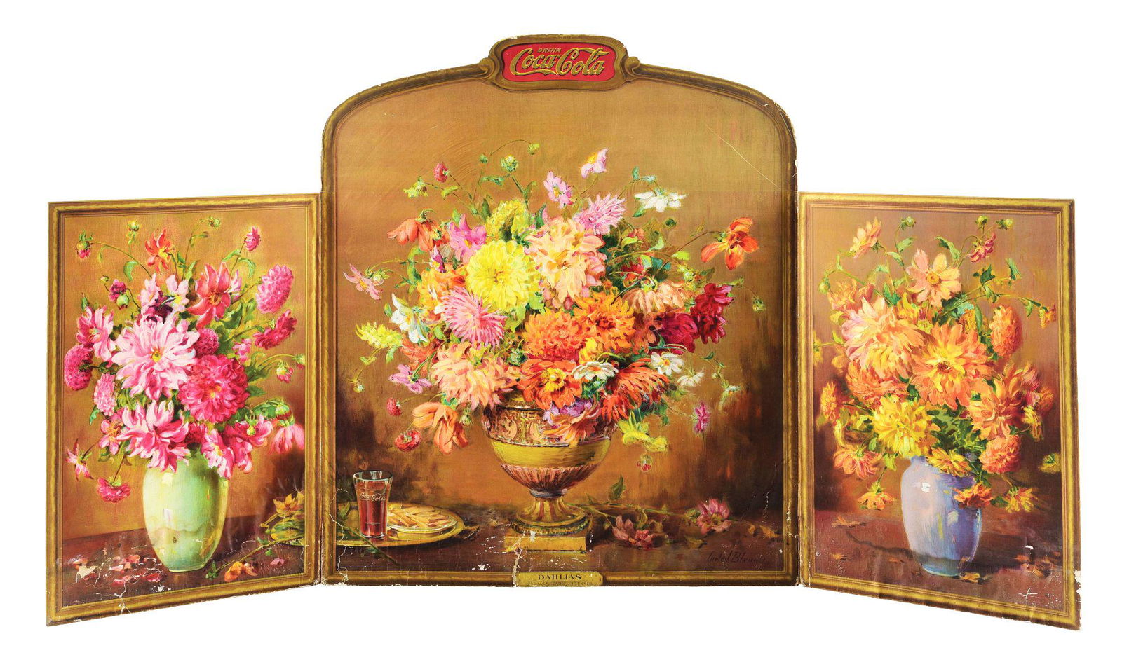 CARDBOARD TRI-FOLD COCA-COLA DISPLAY. (1 of 2)