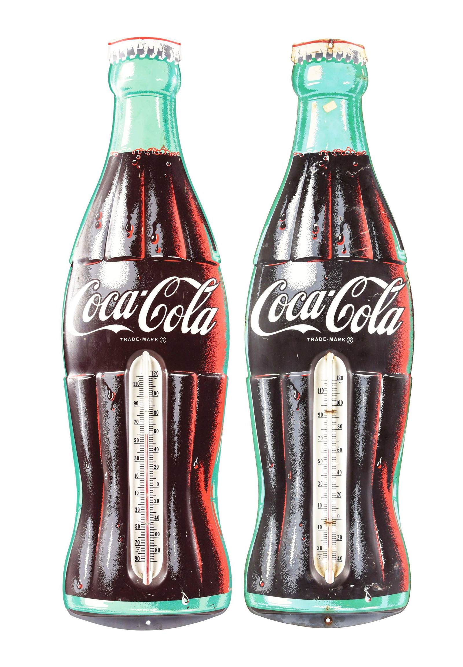 LOT OF 2: COCA-COLA BOTTLE THERMOMETERS. (1 of 2)