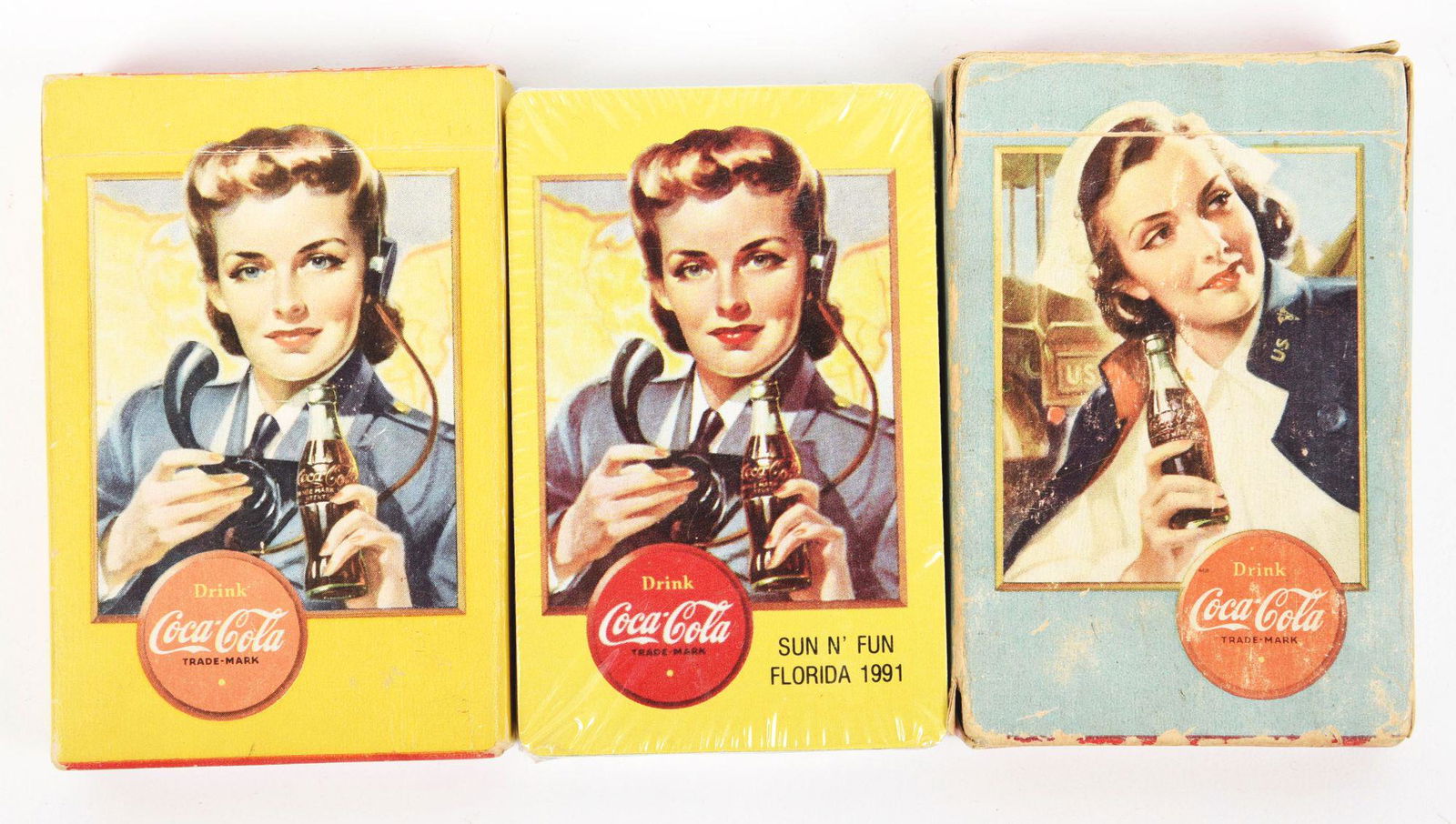 LOT OF 3: COCA-COLA DECKS OF PLAYING CARDS. (1 of 2)