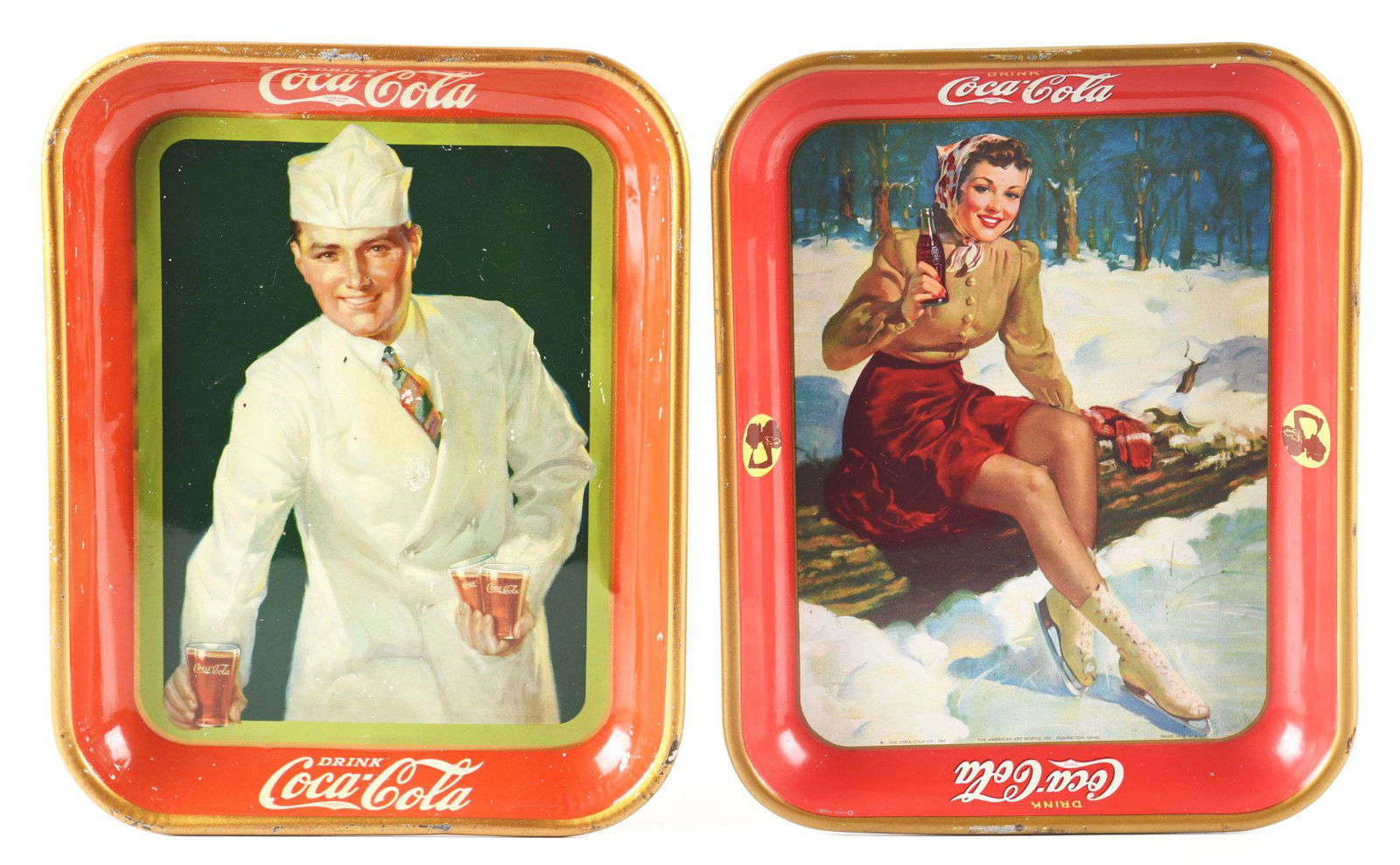 LOT OF 2: COCA-COLA ADVERTISING TRAYS. (1 of 2)