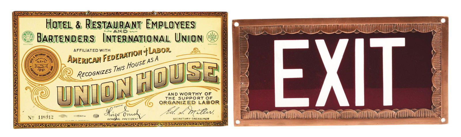 LOT OF 2: MISCELLANEOUS SIGNS. (1 of 2)