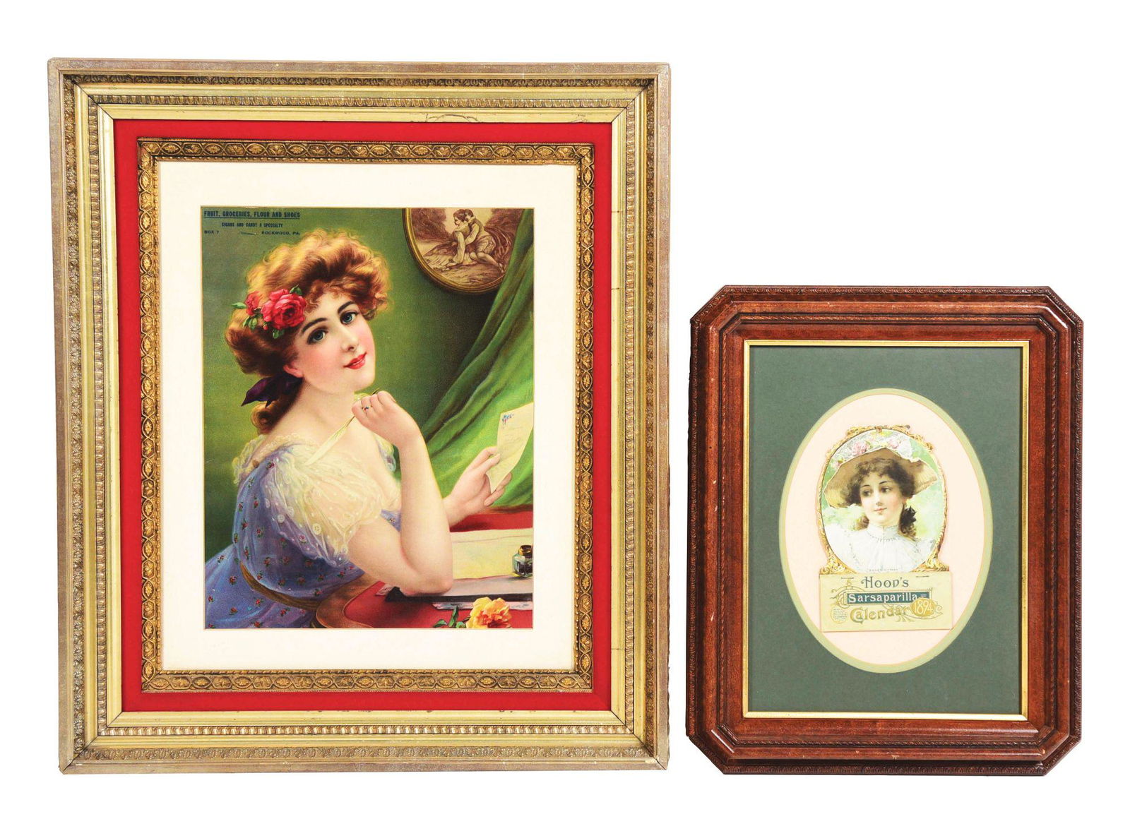 LOT OF 2: FRAMED CARDBOARD ADS HOODS AND GROCERY. (1 of 2)