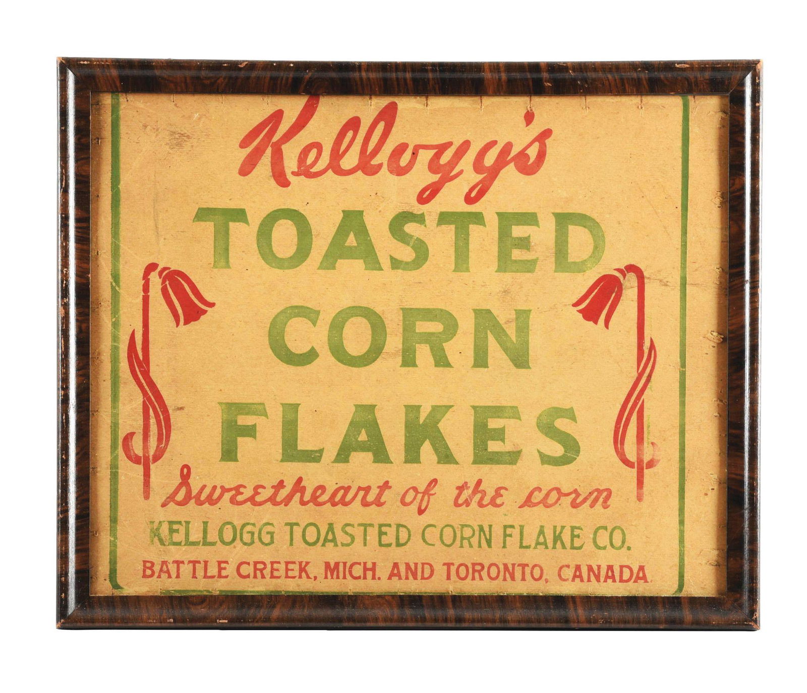 1029'S CARDBOARD KELLOGG'S TOASTED CORN FLAKES ADVERTISEMENT. (1 of 2)