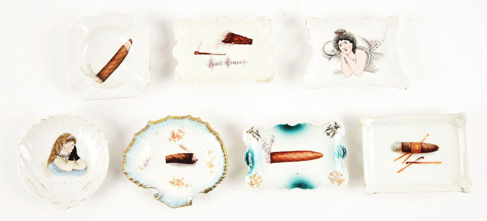 LOT OF 7: CIGAR RELATED ASHTRAYS. (1 of 1)