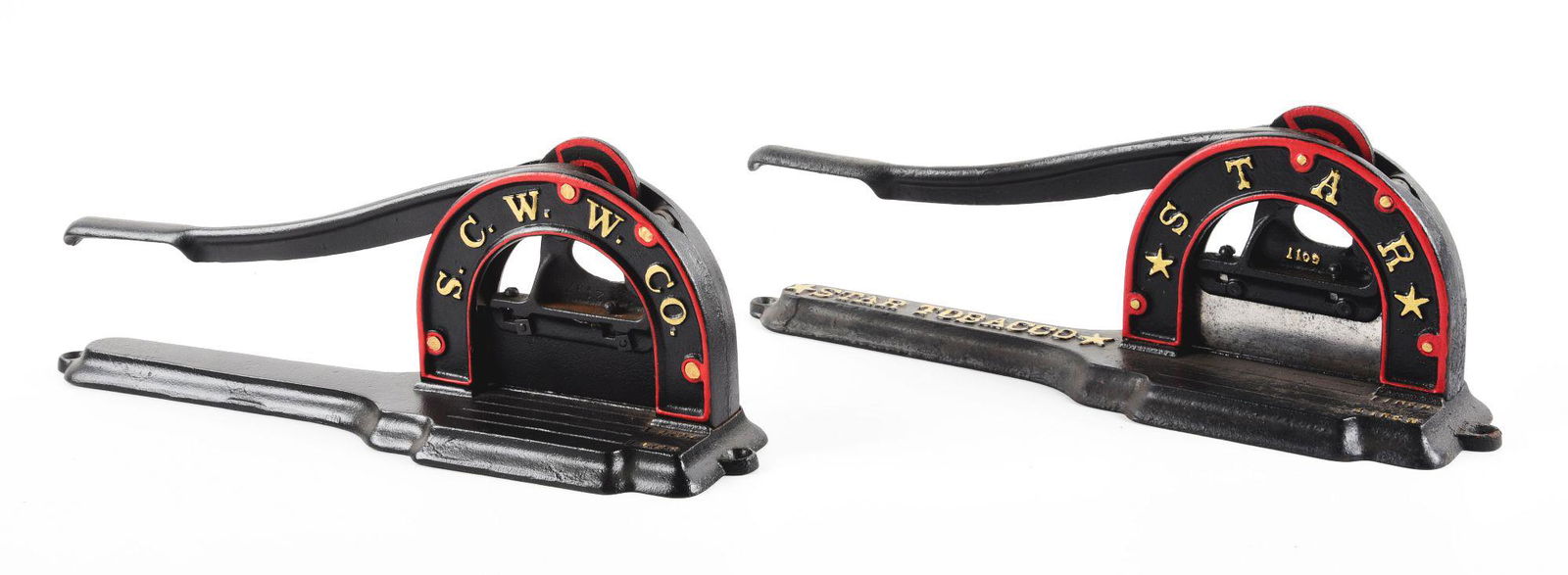 LOT OF 2: CAST IRON TOBACCO CUTTERS. (1 of 6)