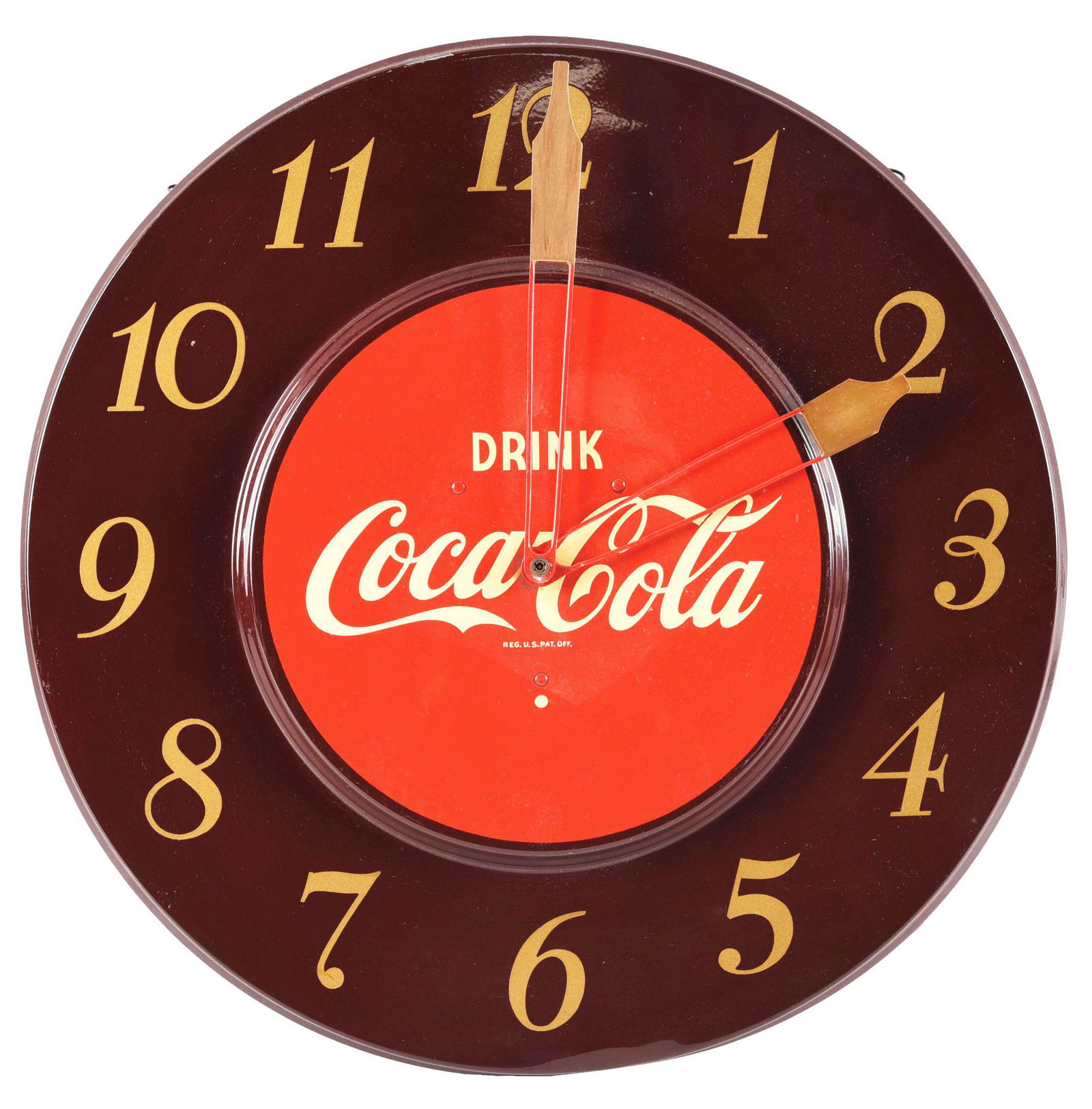DRINK COCA-COLA ROUND METAL CLOCK. (1 of 2)