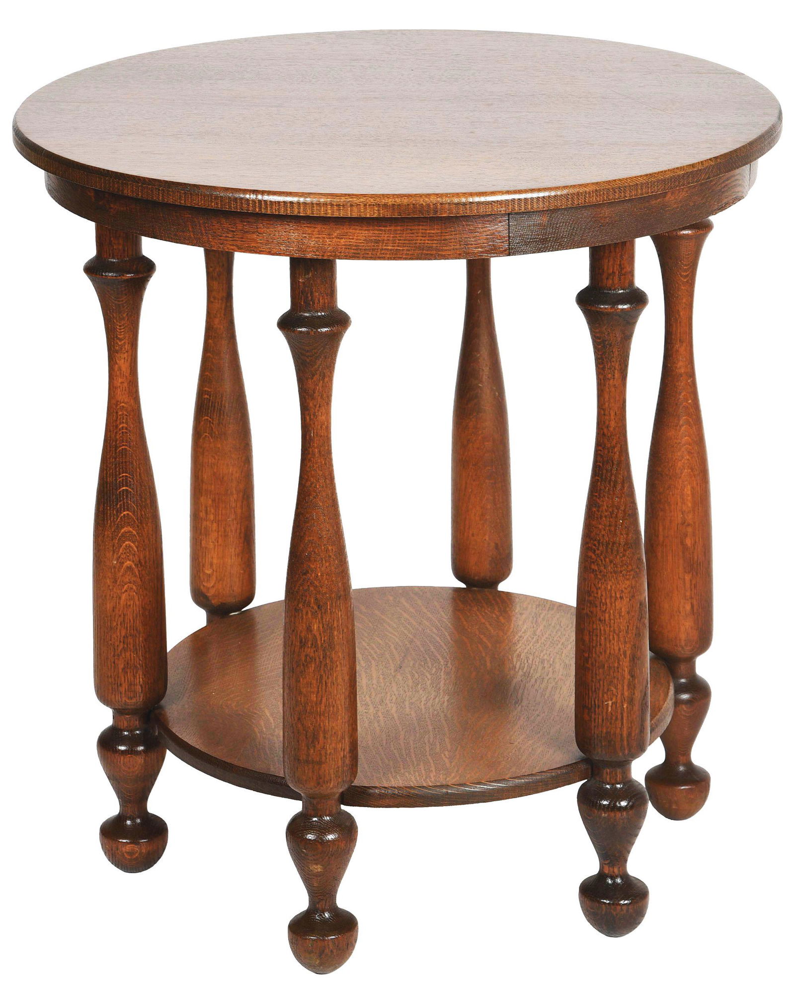 ROUND SIX-LEG OAK TABLE. (1 of 5)