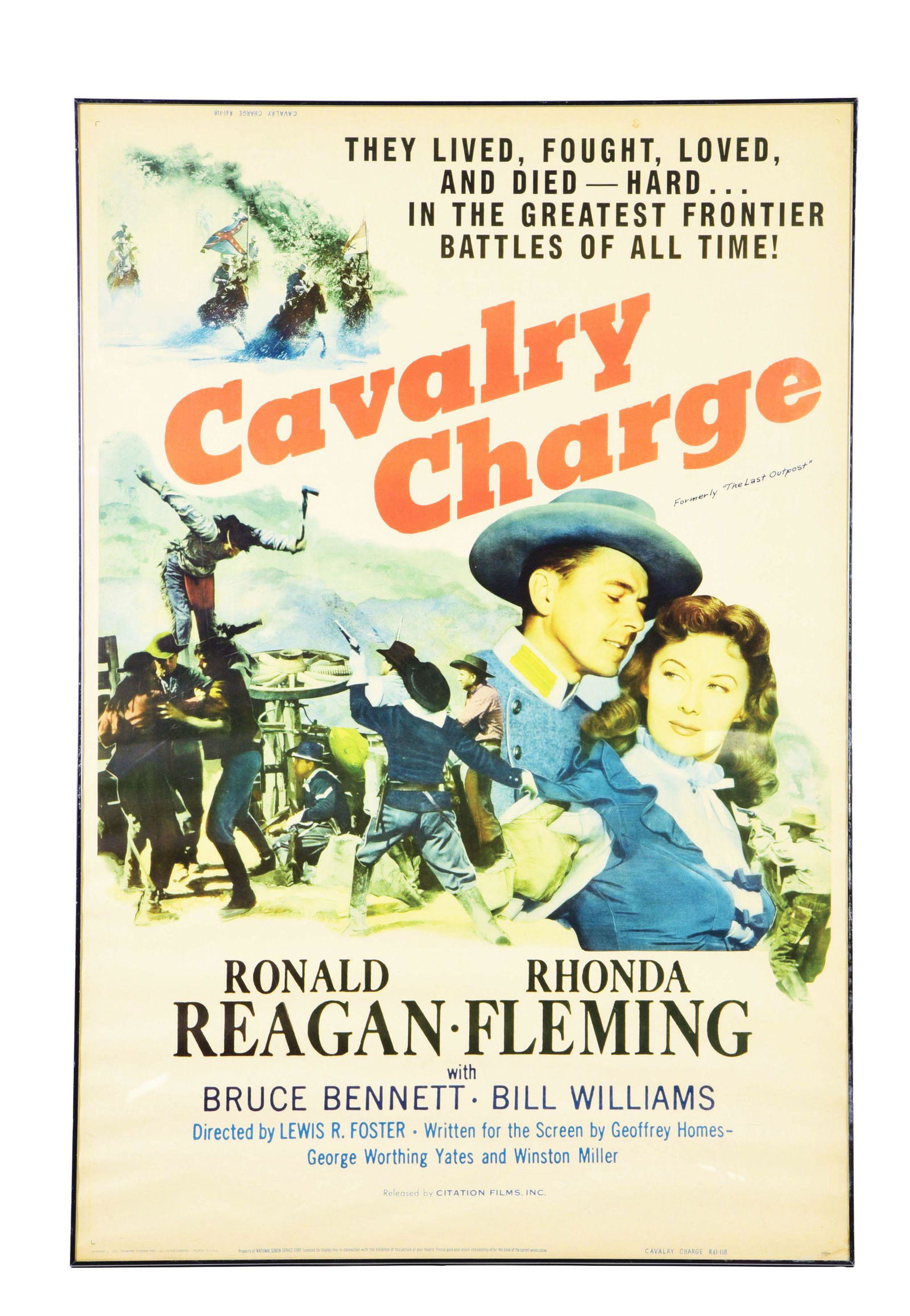 FRAMED PAPER "CAVALRY CHARGE" MOVIE POSTER. (1 of 5)