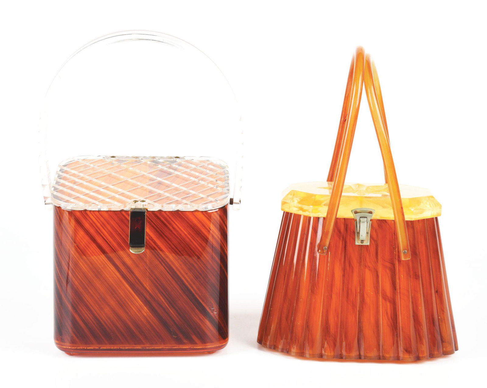 LOT OF 2: VINTAGE TORTOISE HANDBAGS. (1 of 2)