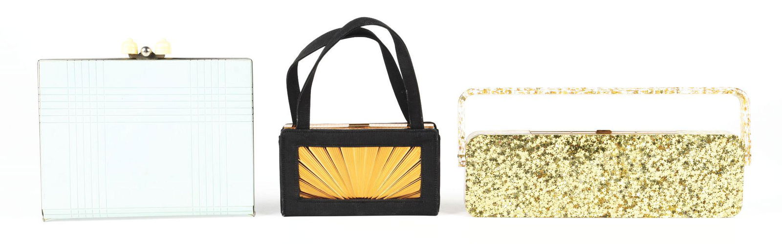 LOT OF 3: MAKEUP COMPACT, MAKEUP PURSE & CLUTCH. (1 of 2)