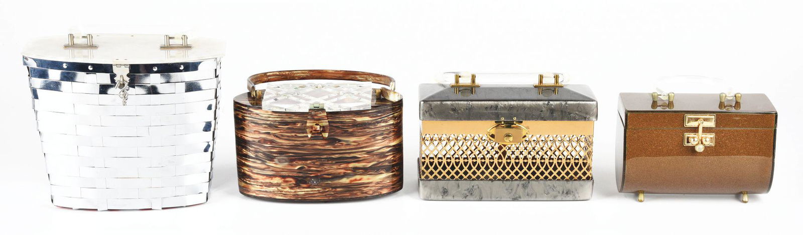 LOT OF 4: MISC. LUCITE BAGS. (1 of 2)