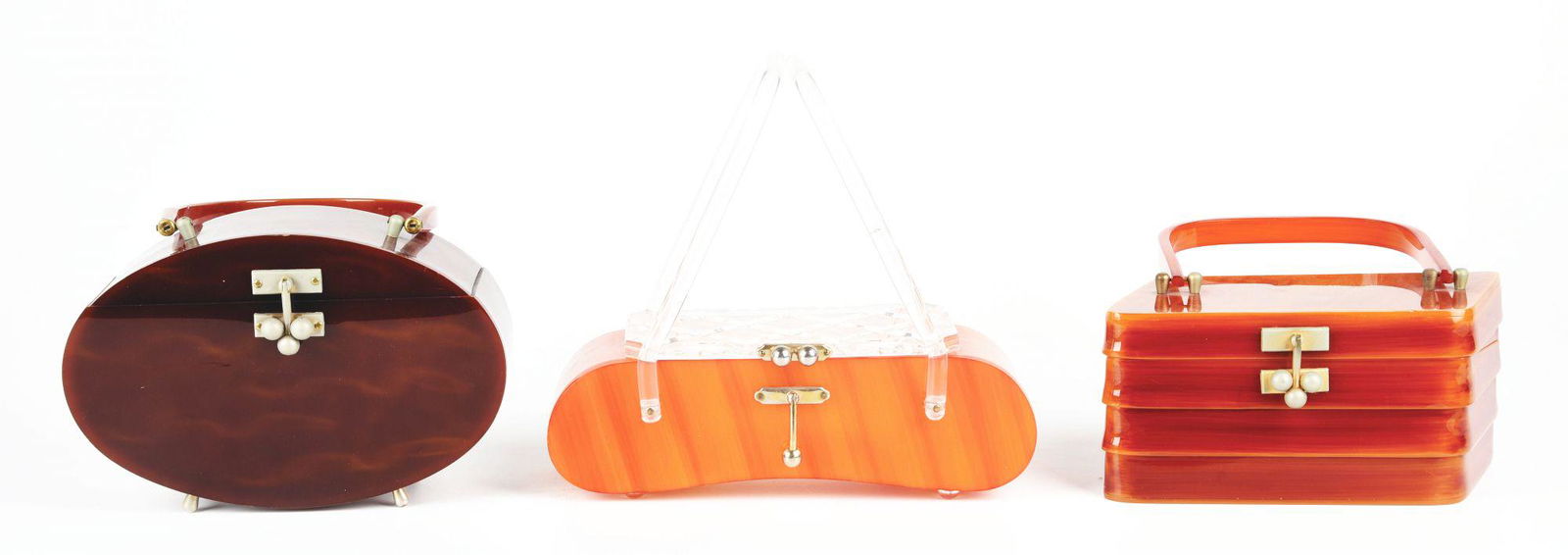 LOT OF 3: MYLES AND FLORIDA LUCITE BAGS. (1 of 2)