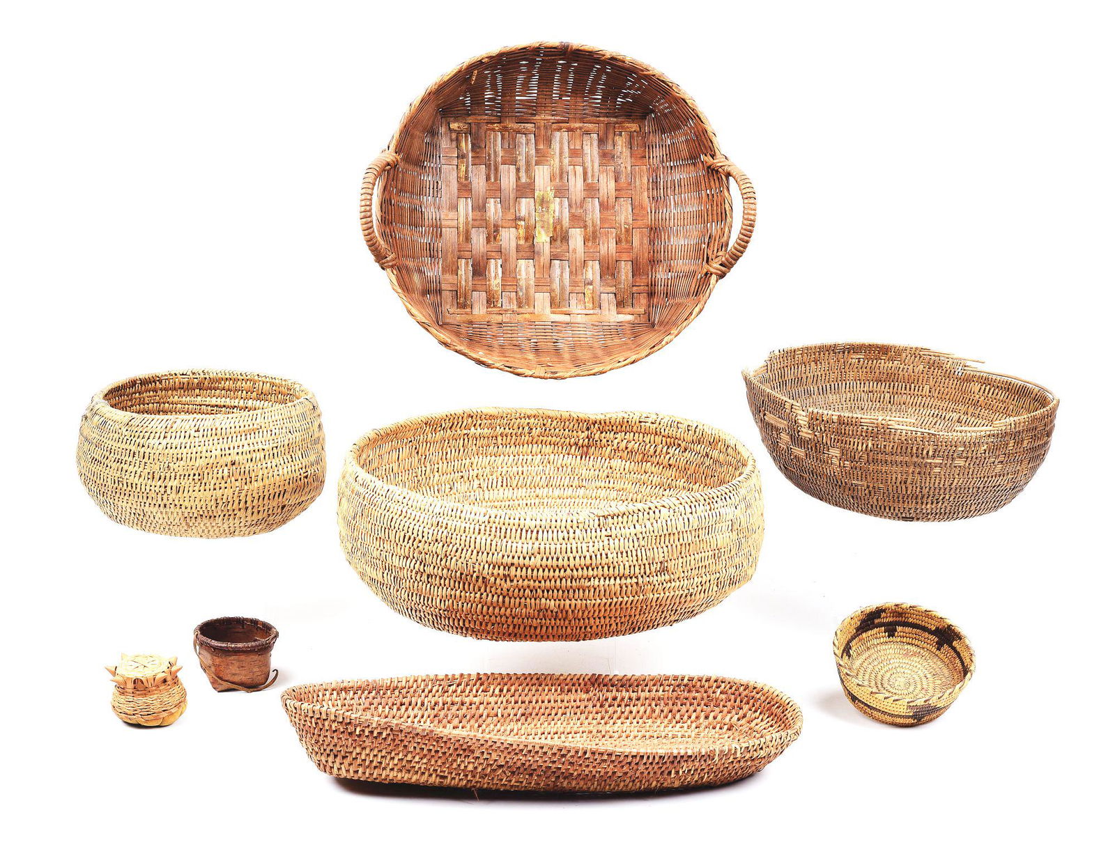 LOT OF 8: NATIVE AMERICAN BASKETS. (1 of 1)