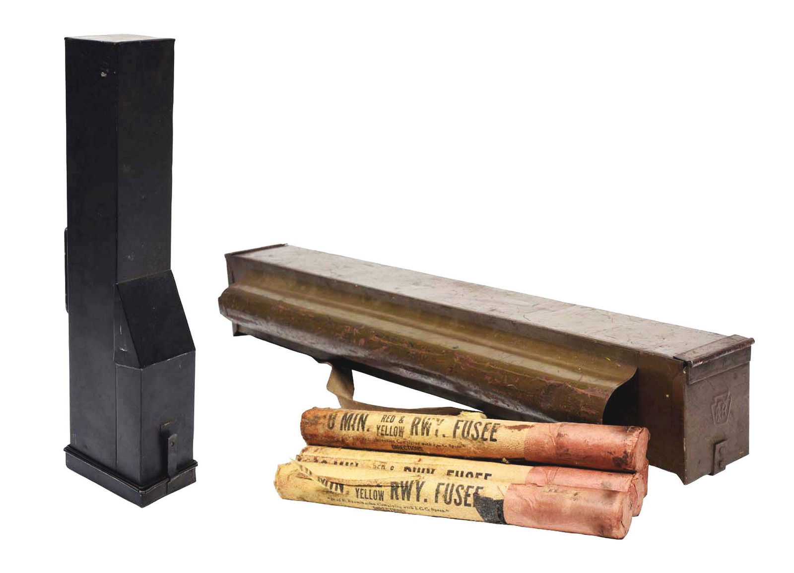 LOT OF 2: TIN FLAGMAN'S KITS. (1 of 10)