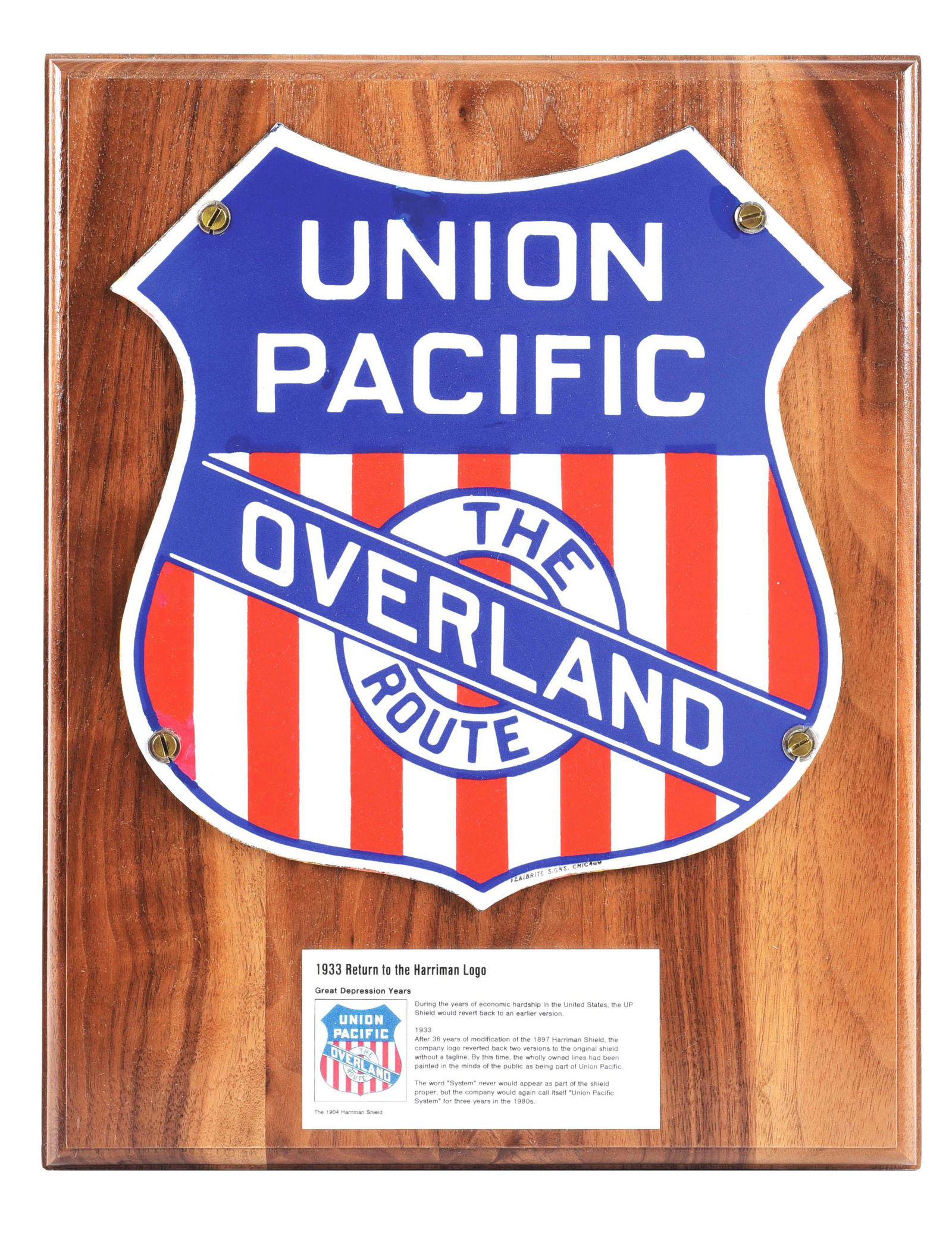 UNION PACIFIC PLAQUE. (1 of 2)