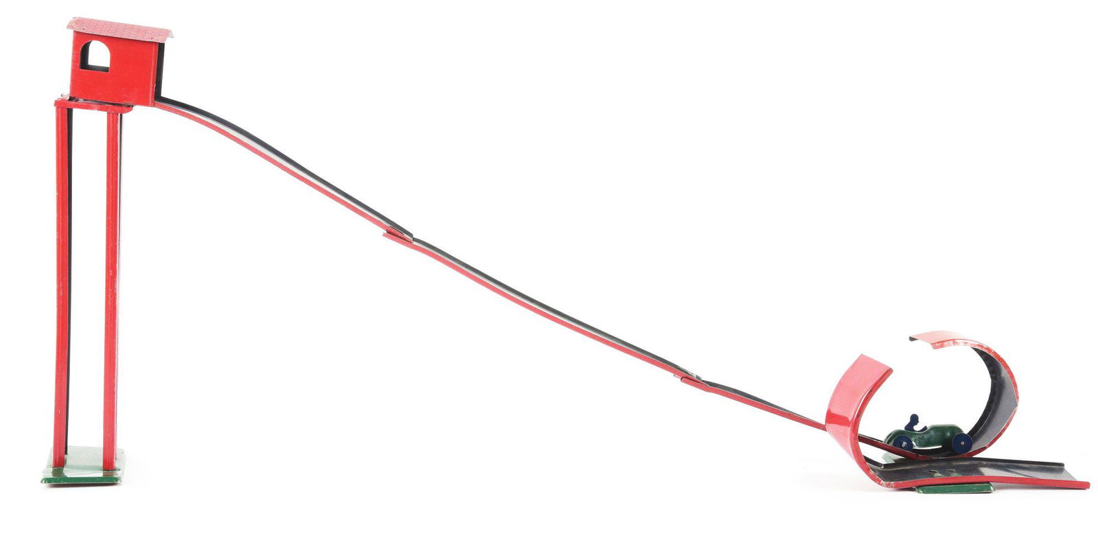 EARLY PRESSED STEEL AND TIN LITHO OVER AND UNDER TOY SET. (1 of 5)