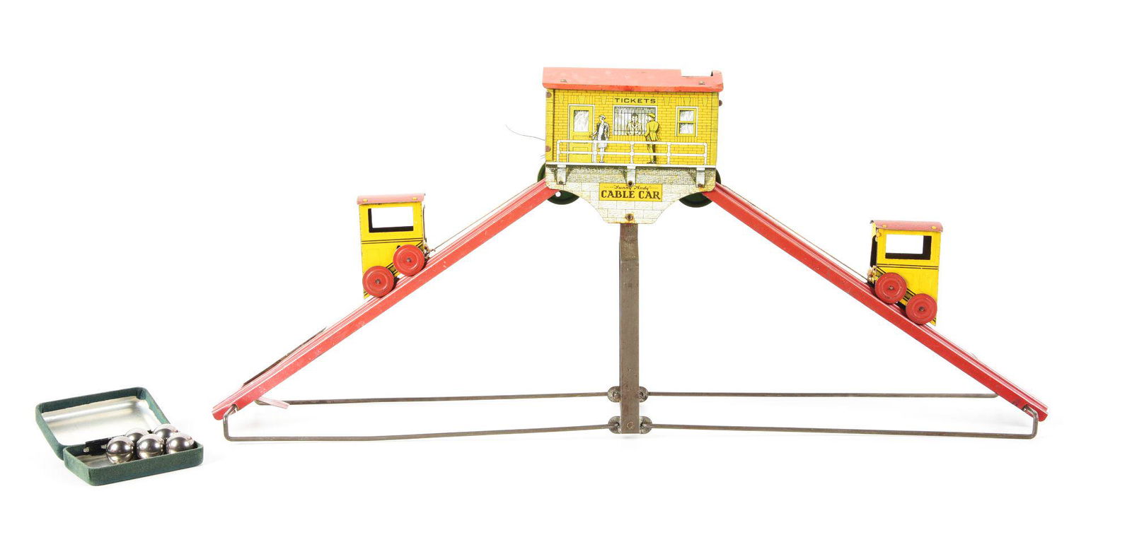 VERY EARLY TIN LITHO SUNNY ANDY CABLE CAR TOY. (1 of 11)