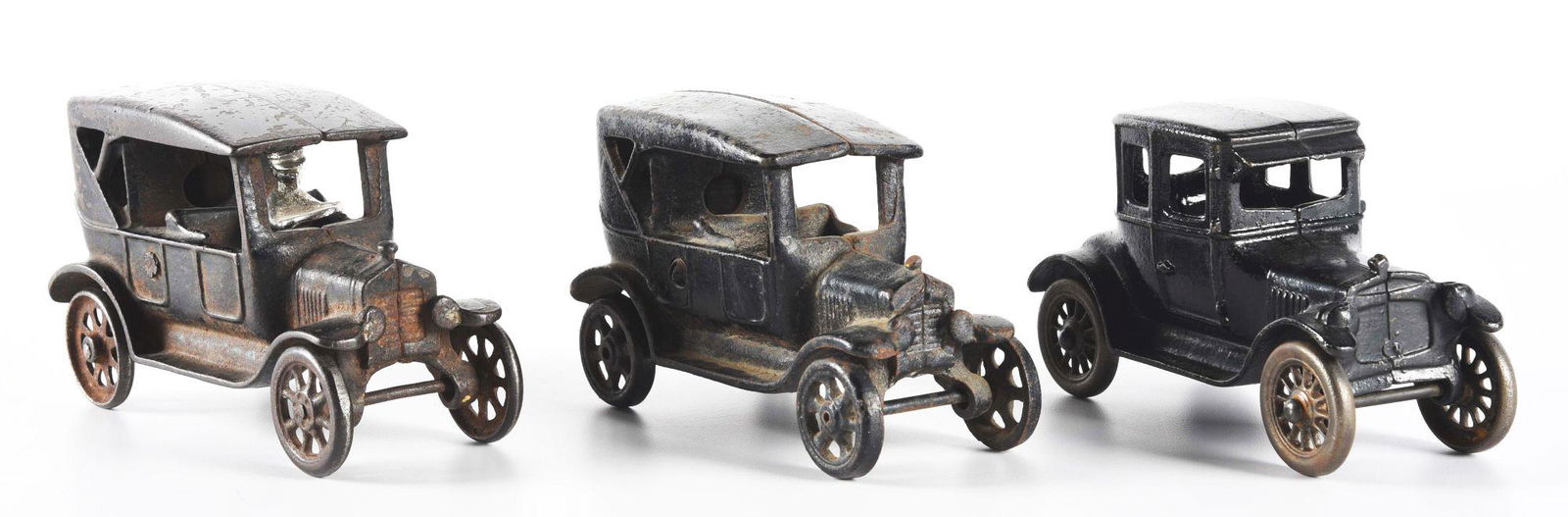 LOT OF 3: AMERICAN-MADE CAST IRON AUTOMOBILES. (1 of 3)