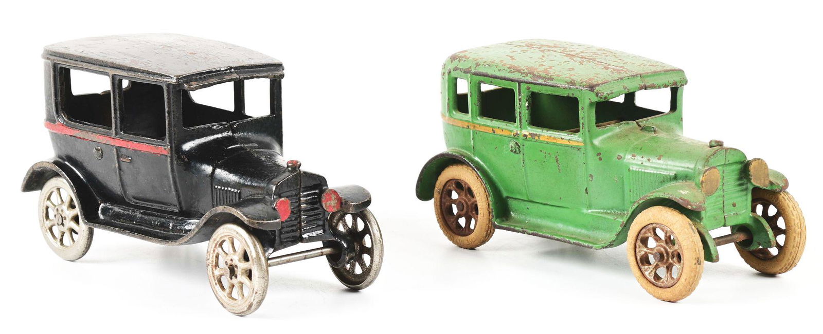 LOT OF 2: CAST IRON ARCADE SEDAN AUTOMOBILES. (1 of 3)