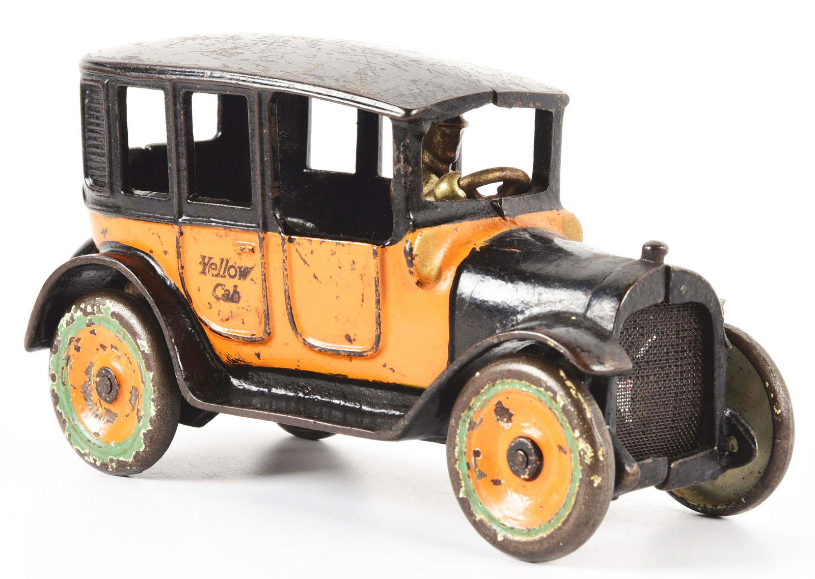CAST IRON ARCADE YELLOW CAB TOY. (1 of 4)