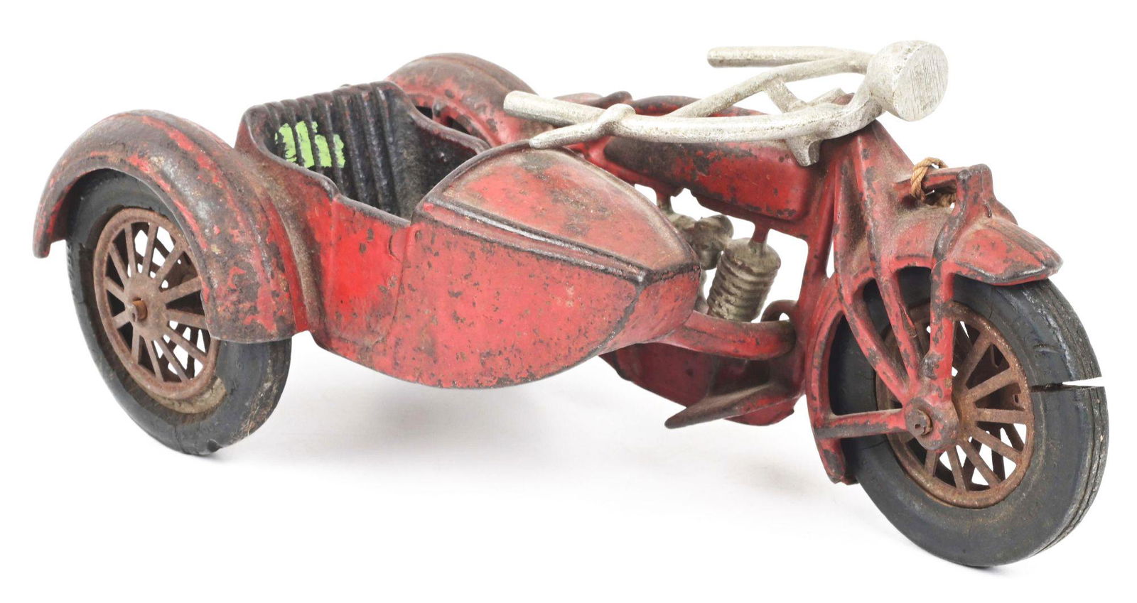 CAST IRON HUBLEY INDIAN MOTORCYCLE WITH SIDECAR. (1 of 3)