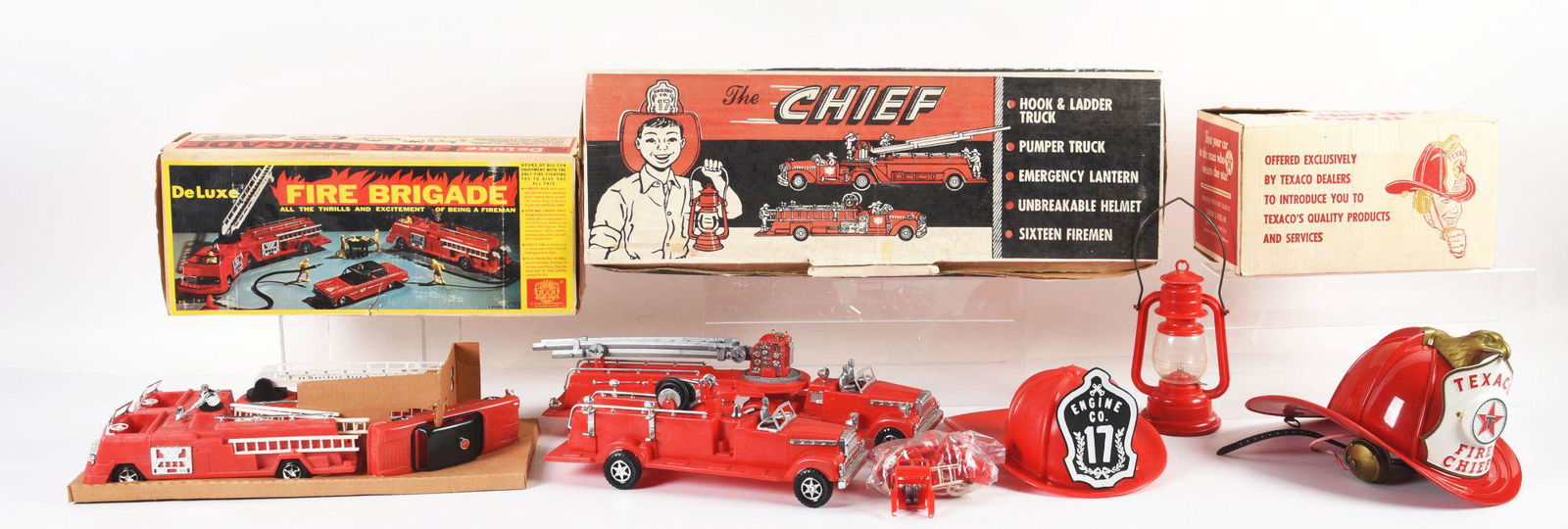 LOT OF 3: VARIOUS PLASTIC FIRE CHIEF AND ENGINE-THEMED TOYS. (1 of 4)