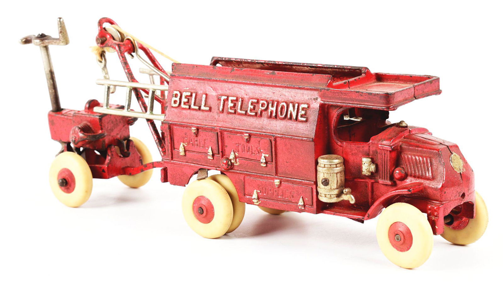 CAST IRON HUBLEY LARGE SIZE BELL TELEPHONE TRUCK. (1 of 3)