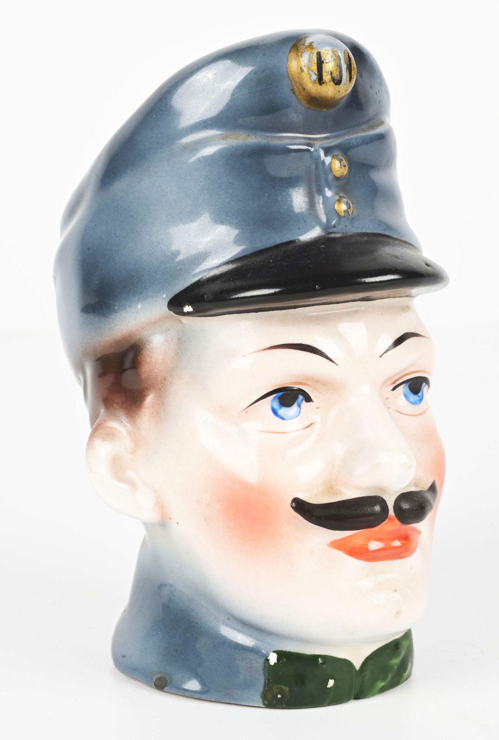 CERAMIC OFFICER'S HEAD STILL BANK. (1 of 4)