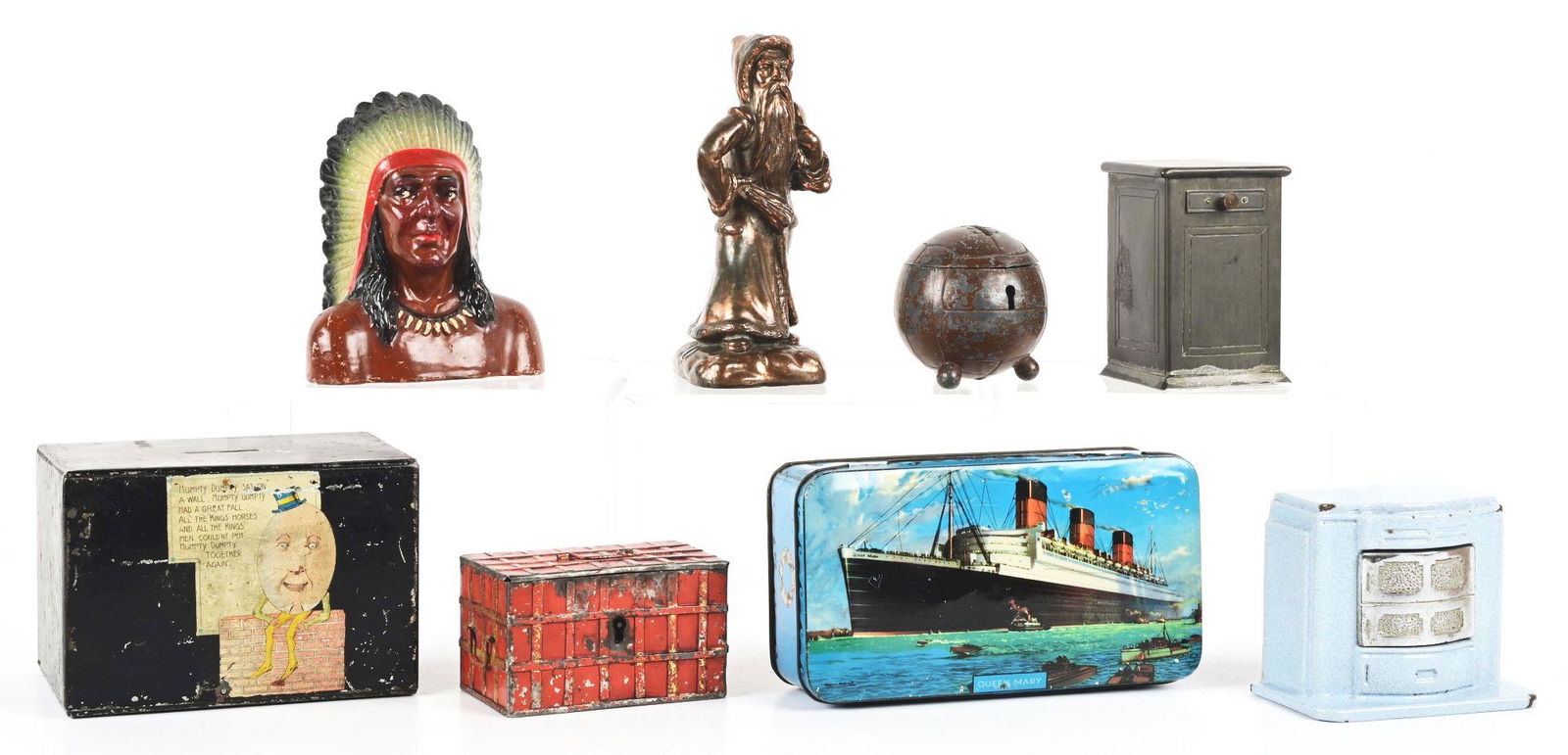 LOT OF 8: STILL BANKS & SCARCE LEAD SANATA BANK. (1 of 4)