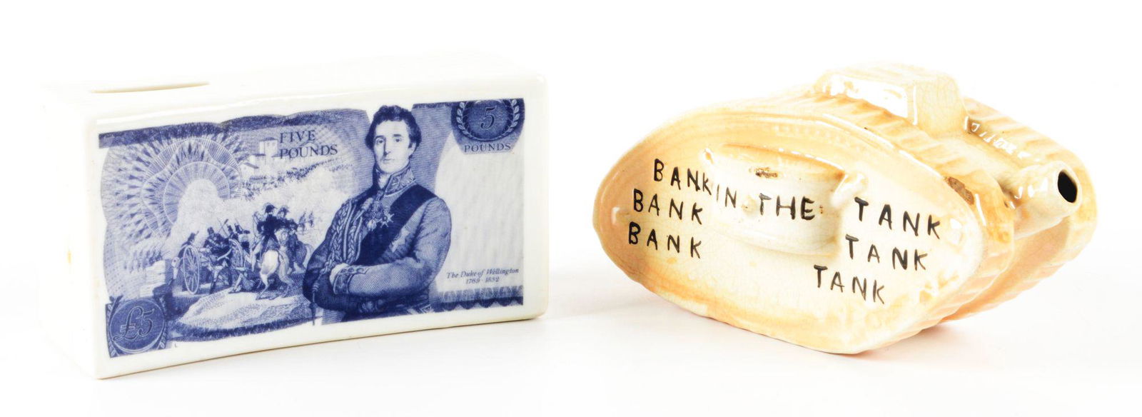 LOT OF 2: VINTAGE CERAMIC BANKS. (1 of 2)