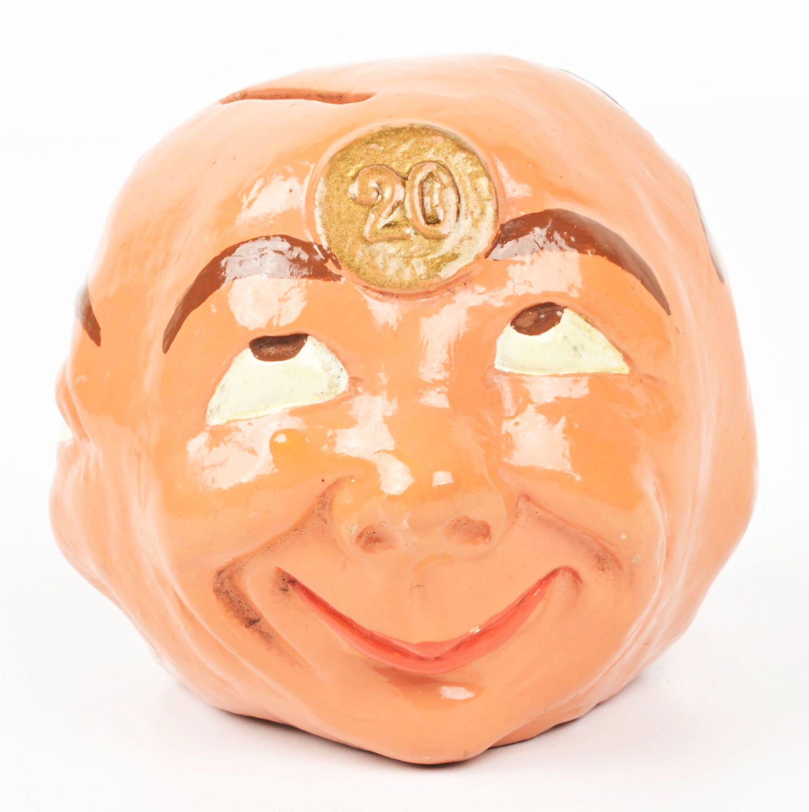 3 FACES CERAMIC STILL BANK. (1 of 4)