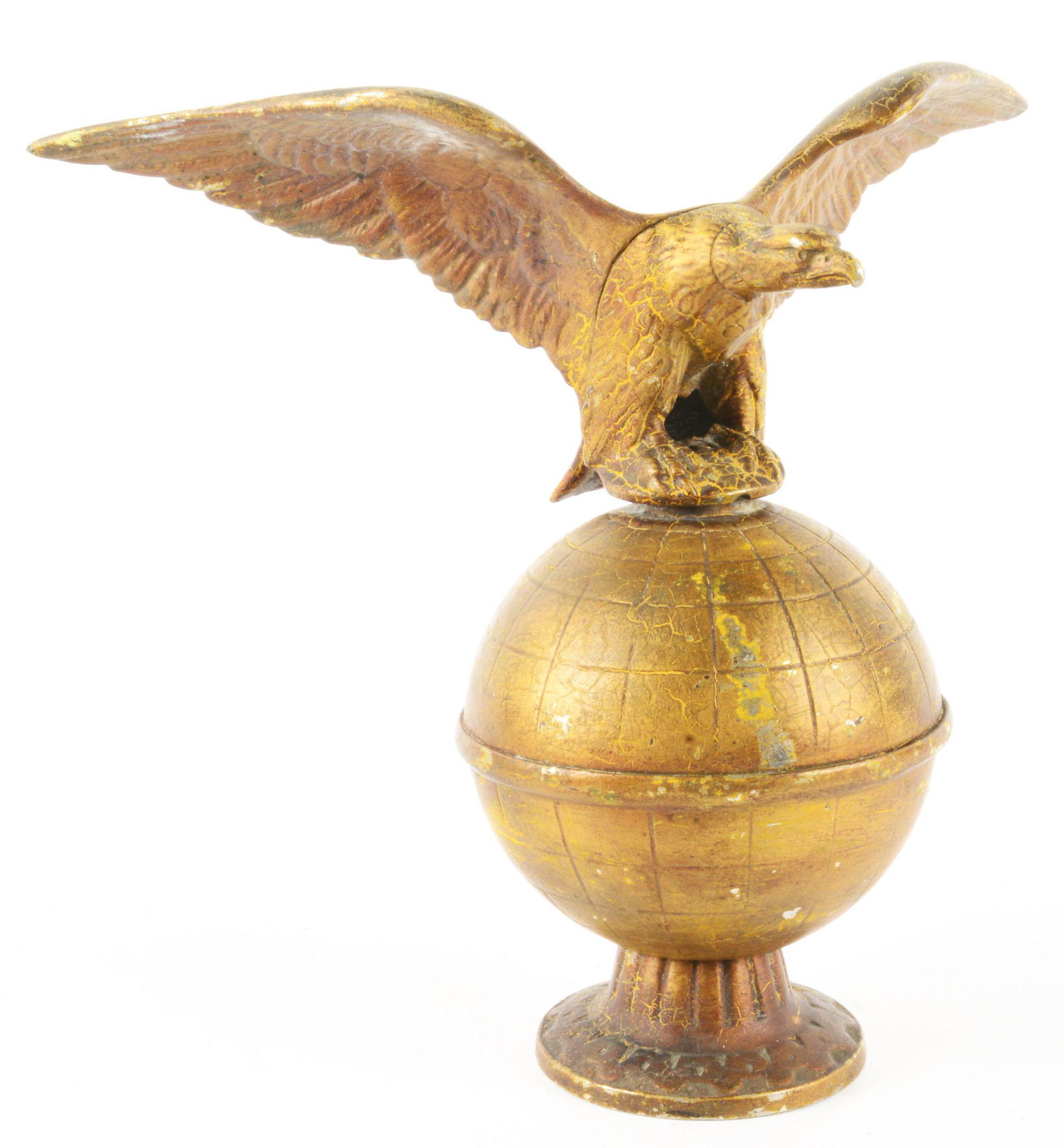 AMERICAN EAGLE ON GLOBE CAST IRON STILL BANK. (1 of 3)