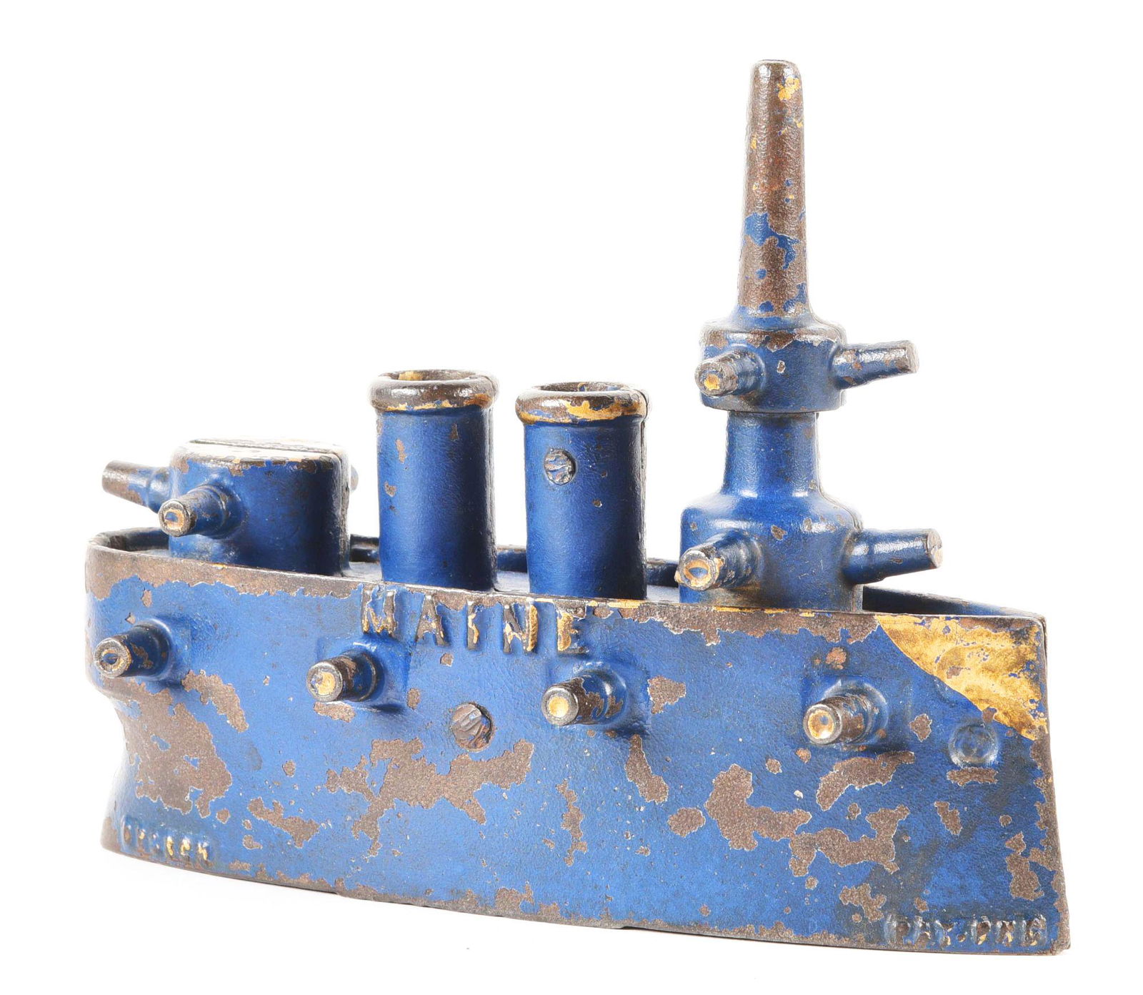 BATTLESHIP MAINE CAST IRON STILL BANK. (1 of 6)