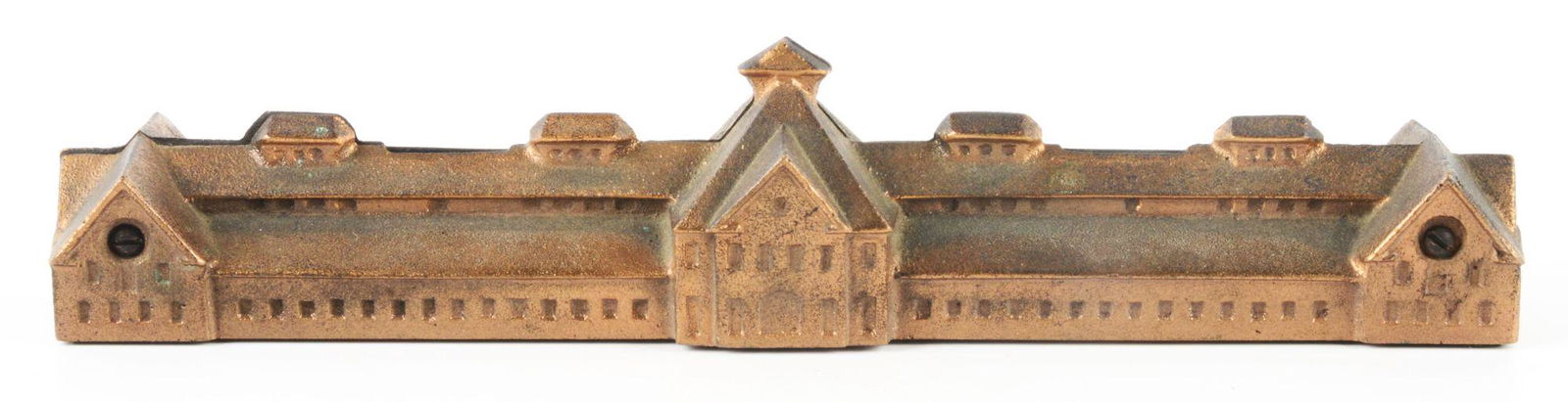 VINTAGE CAST IRON BUILDING STILL BANK. (1 of 3)