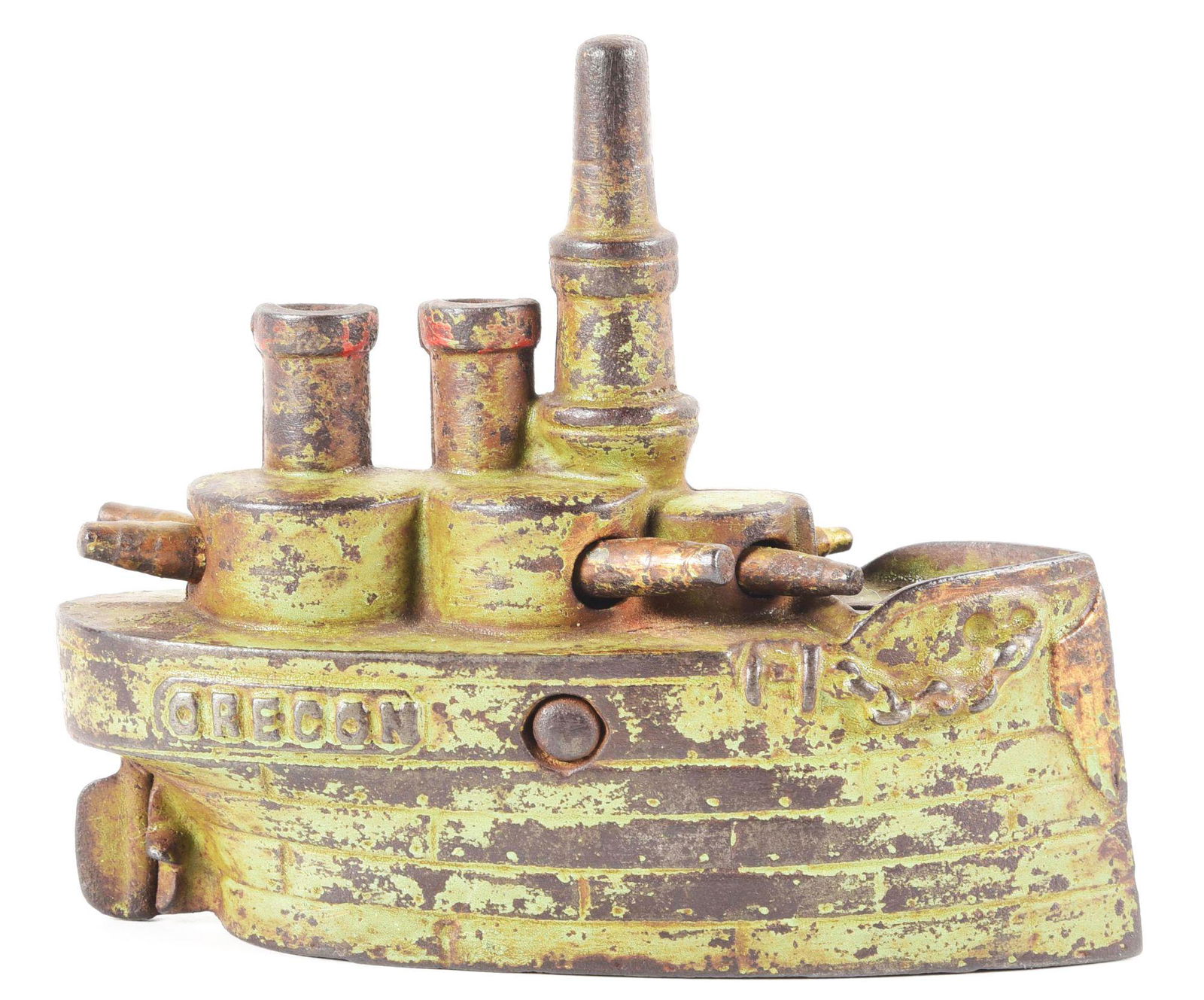 BATTLESHIP OREGON CAST IRON STILL BANK. (1 of 6)