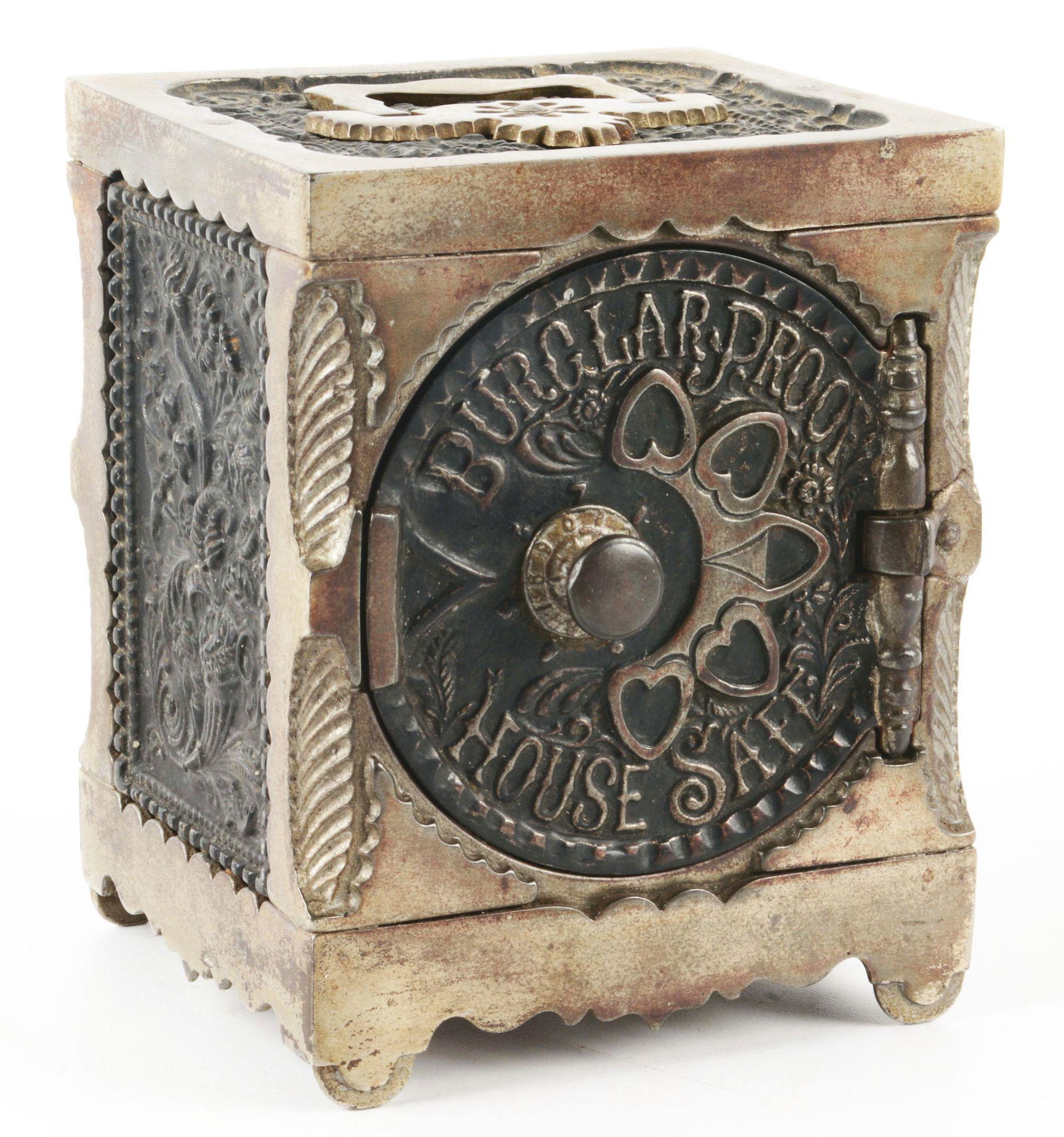 CAST IRON J. & E. STEVENS SAFE BANK. (1 of 3)