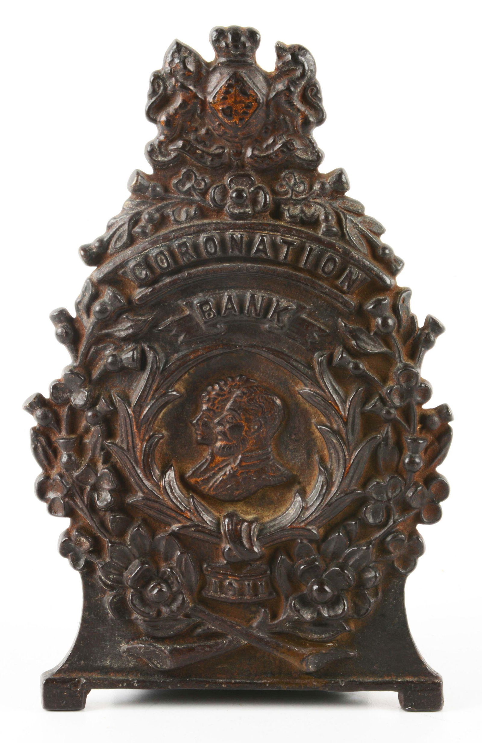 CAST IRON CORONATION BANK. (1 of 3)
