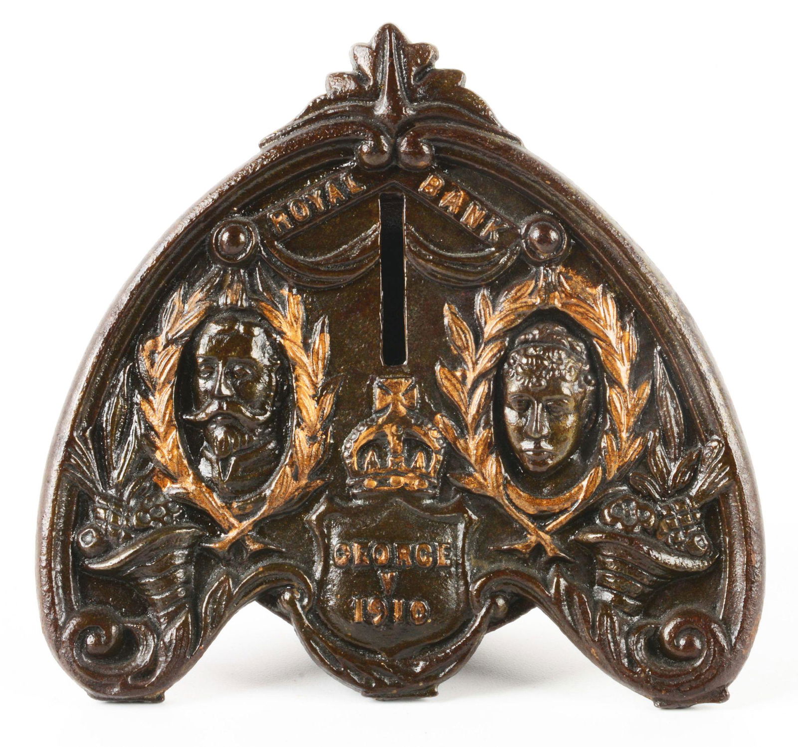 ENGLISH CAST IRON ROYAL STILL BANK. (1 of 3)