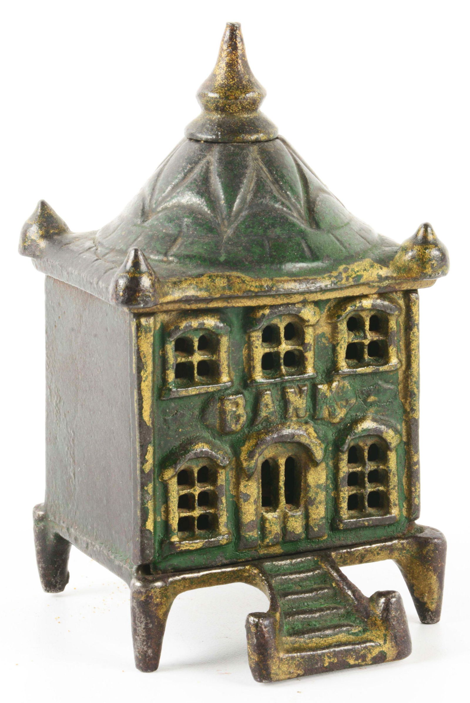 CAST IRON BUILDING BANK. (1 of 3)