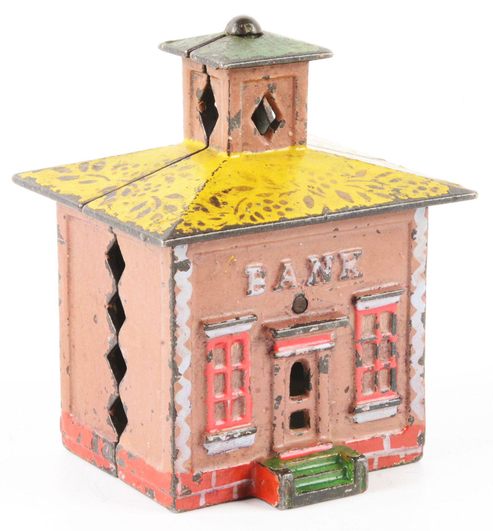 VINTAGE CAST IRON STILL HOUSE BANK. (1 of 3)