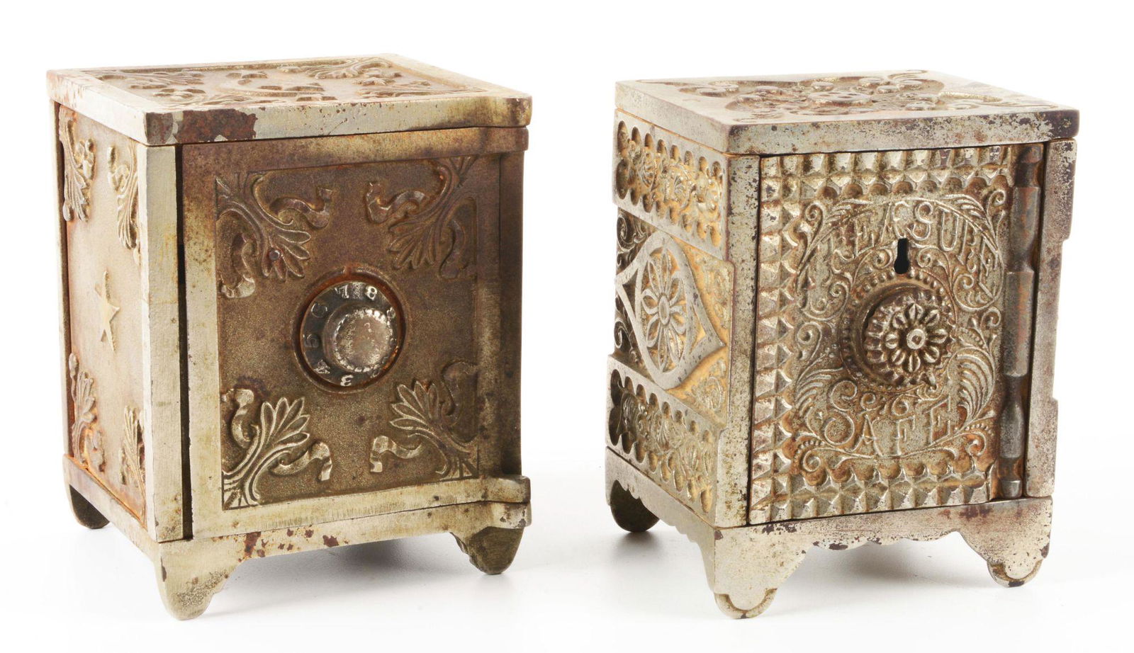 LOT OF 2: CAST IRON HOUSE SAFE BANKS. (1 of 3)