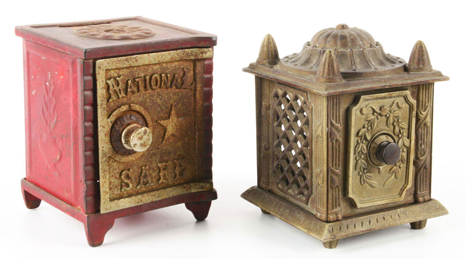 LOT OF 2: CAST IRON SAVING BANKS. (1 of 3)